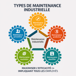 Octogone regroupante les pilliers de la maintenance industrielle